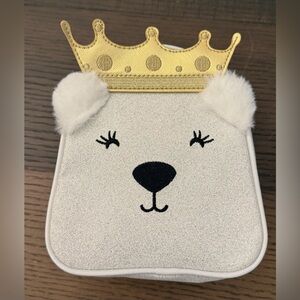 Bath and Body Works Glitter Polar Bear with Crown Cosmetic Makeup Bag